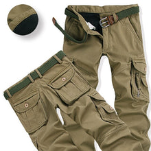 Mens warm pants for winter Outdoor Climbing Training Thick Cargo Overalls Multi Pockets Baggy thermal Pant for Worker Plus Size
