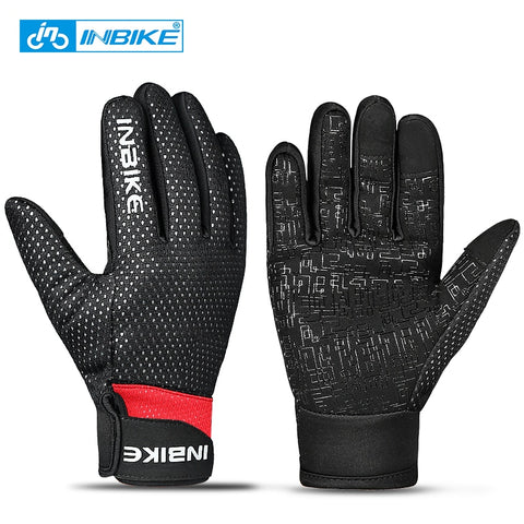 INBIKE Bike Gloves Winter Cycling Gloves Windproof Warm Outdoor Sports Hiking MTB Bicycle Gloves For Men Women Full Finger Glove
