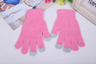 Rimiut Women's Cashmere Knitted Winter Gloves Cashmere Knitted Women Autumn Winter Warm Thick Gloves Touch Screen Skiing Gloves