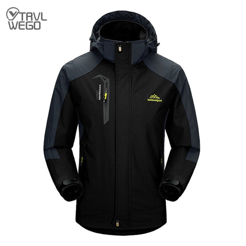 TRVLWEGO Camping Hiking Jacket Men Autumn Black Outdoor Sports Coats Climbing Trekking Windbreaker Fishing Waterproof Jackets