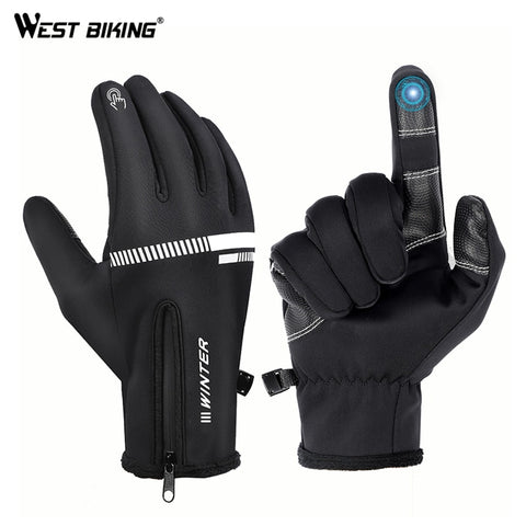 WEST BIKING Cycling Gloves Winter Fleece Thermal MTB Bike Gloves Touch Screen Outdoor Camping Hiking Motorcycle Bicycle Gloves