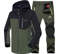 Man Winter Waterproof Fish Ski Warm Softshell Fleece Hiking Outdoor Jackets Trekking Camp Coat Set Pants Climb Oversize Trousers