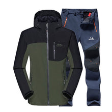 Man Winter Waterproof Fish Ski Warm Softshell Fleece Hiking Outdoor Jackets Trekking Camp Coat Set Pants Climb Oversize Trousers