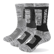 YUEDGE Brand 3 Pairs Men's Terry Cushion Combed Cotton Crew Socks  Sports Socks Trekking Hiking Socks Winter Warm Thermal Socks