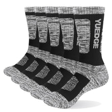 YUEDGE Men Socks Breathable Comfortable Cotton Cushion Crew Sports Hiking Trekking Socks 5 Pairs 38-45 EU