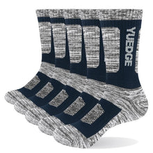 YUEDGE Men Socks Breathable Comfortable Cotton Cushion Crew Sports Hiking Trekking Socks 5 Pairs 38-45 EU