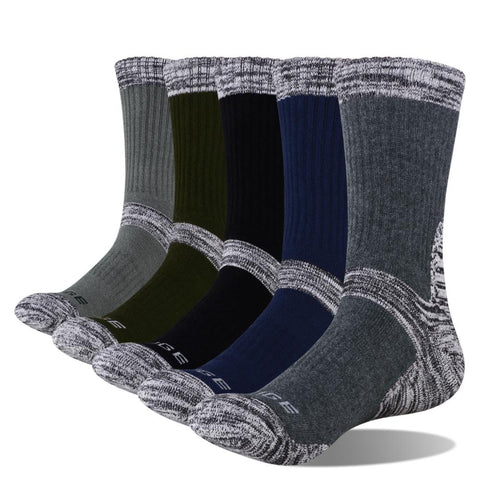 YUEDGE Men's Wick Thick Cushion Cotton Crew Sports Athletic Hiking Socks Winter Warm Socks For Men(5 Pair/Packs)