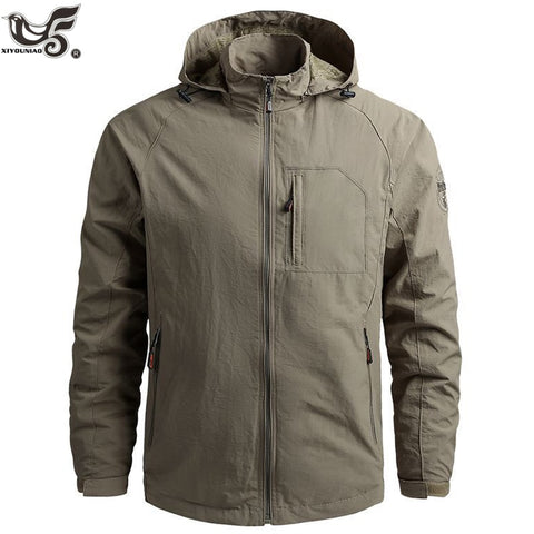 Men's sportswear Windbreaker Military Thin Jackets for Men Casual streetwear Breathable Hooded coats Brand Clothing Size M~6XL