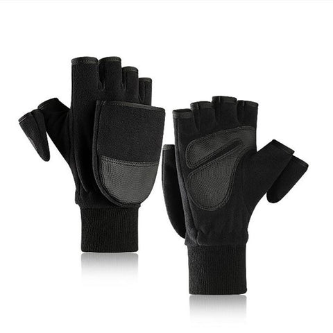 Black Flip cover Outdoor Travel Hiking Fishing DSLR SLR Camera Photography Gloves Winter Warm Anti-Slip touch screen Half Finger