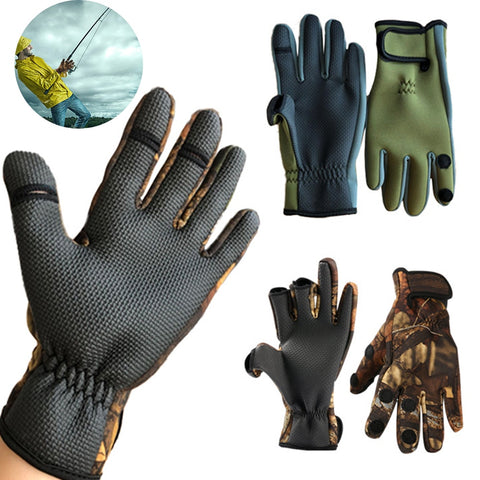 Outdoor Winter Fishing Gloves Waterproof Three or Two Fingers Cut Anti-slip Climbing Glove Hiking Camping Riding Gloves