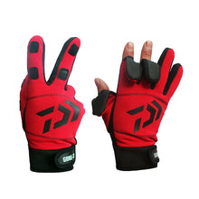 Daiwa 3 Fingers Cut Outdoor Sport Hiking Gloves Winter Warm Fishing Gloves Cotton Waterproof Anti-slip Durable Fishing Glove