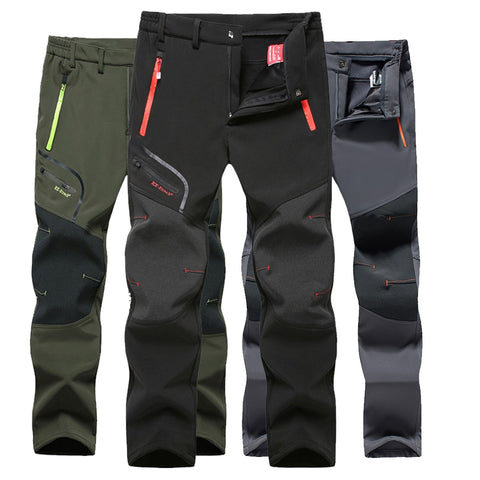 Tactical Waterproof Hiking Pants Men Breathable Stretch Softshell Fleece Lined Pants Outdoors Sport Autumn Winter Trekking Pants