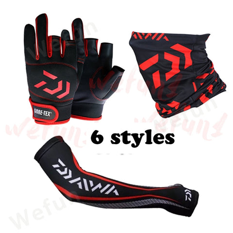 Daiwa Fishing Gloves sleeves Headband Set wear resistant gloves windproof Headband Ice silk mask cycling hiking camping scarf