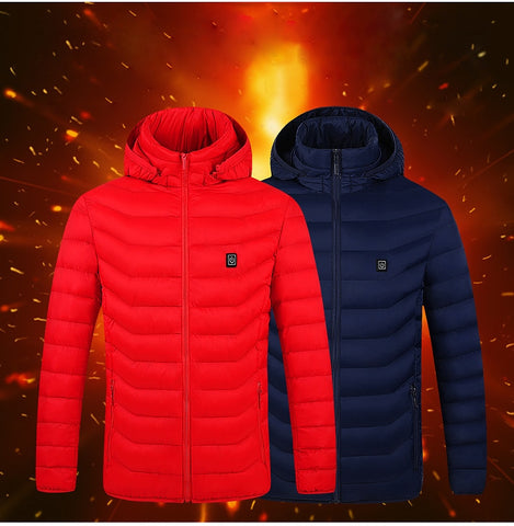 Electric Heated Jackets Vest USB Electric Heating Hooded Cotton Coat Camping Hiking Hunting Thermal Warmer Jacket Winter