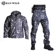 TAD Tactical Jackets Men Soft Shell Hiking Jacket Sets Army Waterproof Camo Hunting Clothes Shark Skin Military Jacket + Pants