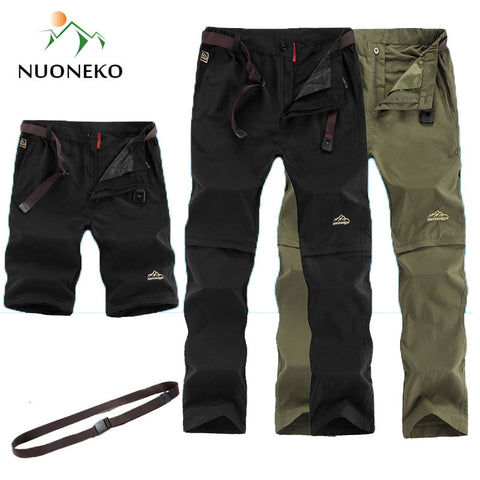 NUONKEO New Outdoor Quick Dry Hiking Pants Men Summer Removable Men's Sports Shorts Camping Trekking Waterproof Trousers PN10