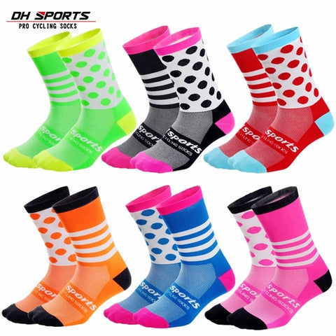 DH SPORTS Brand Cycling Socks Comfortable Outdoor Sport Men Women Dot Socks Running Hiking Racing Road MTB Mountain Bike Socks