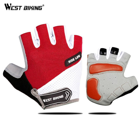 WEST BIKING Summer Cycling Gloves Shockproof Thicken Pad Half Finger Cycling Gloves for Sport Hiking MTB Motorcycle Bike Gloves