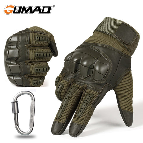 Military Tactical Glove PU Leather Army Mittens Rubber Shell Touch Screen Airsoft Paintball Bicycle Hunting Hiking Men Gloves