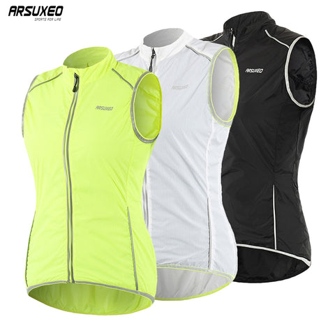 ARSUXEO Women's Cycling Vest Outdoor Sportswear Sleeveless Jacket Windproof Bike Bicycle Jersey Running Hiking Reflective