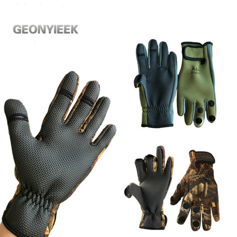 Outdoor Winter Fishing Gloves Waterproof Mitten Three Fingers Cut Anti-slip Climbing Glove Hiking Camping Riding Gloves