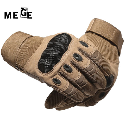MEGE Outdoor Tactical Gloves Full Finger Men's Gloves, Hiking Riding Cycling Military Armor Protection Shell Gloves, Size S-3XL