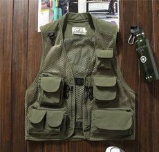 Summer Quick-Drying Breathable Mesh Vest Men Photographer Sleeveless Jacket Multi-Pockets Outdoors Hiking Fishing Hunting Vest